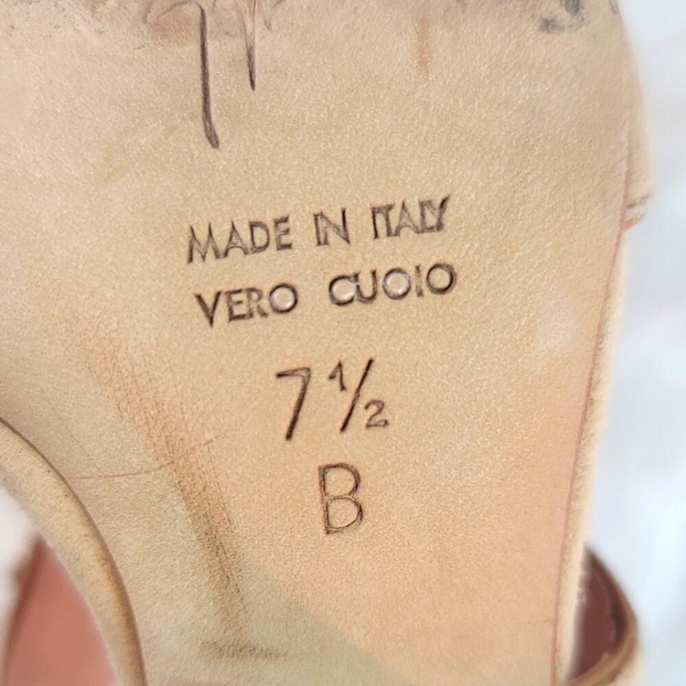 GIUSEPPE ZANOTTI Tan Leather Strappy Sandals w Crystal Embellished Italian 7.5 - Picture 15 of 16